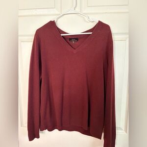 Quince 100% Mongolian Cashmere Women's V-Neck Sweater - Rich Burgundy